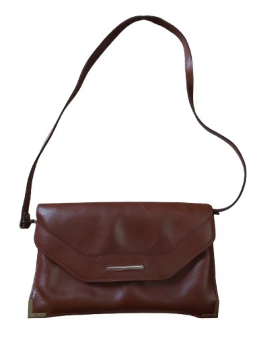 Leather Crossbody Shoulder Bag in Brown With Gold Detail